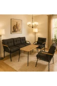 UFUK HOME Milas 311 Masalı Siyah Fermuarlı Bahçe Balkon Takımı, Cafe, Salon - Metal Kanepe Koltuk Takımı thumbnail 1