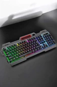 Led Işıklı Oyuncu Klavye Usb Girişli RGB Işıklı Q Klavye Mouse Hediyeli thumbnail 1