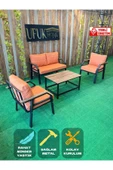 UFUK HOME Kavacık 211 Sehpalı Turuncu Fermuarlı Bahçe Balkon Takımı, Salon, Teras- Metal Çay Seti thumbnail 1