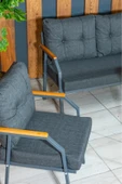 UFUK HOME Zeyd 311 Masalı Antrasit Fermuarlı Bahçe Balkon Takımı, Salon - Metal Kanepe Koltuk Takımı thumbnail 7