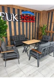 UFUK HOME Kavacık 2211 Masalı Antrasit Fermuarlı Bahçe Balkon Takımı, Salon, Teras- Metal Çay Seti thumbnail 1