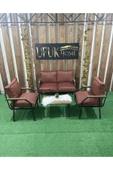 UFUK HOME Sehpalı Hasır Fermuarlı Bahçe Balkon Takımı, Cafe, Salon - Metal Kanepe Koltuk Takımı thumbnail 1