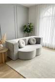 UFUK HOME Luna Çift Kişilik Açılabilir Yataklı Koltuk - Tv Koltuk & Aktivite Koltuk Gri thumbnail 3