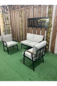 UFUK HOME Linda 211 Krem Fermuarlı Bahçe Balkon Takımı, Cafe, Salon - Metal Kanepe Koltuk Takımı thumbnail 2