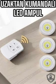 Led Lamba 3'lü Uzaktan Kumandalı Yapışkanlı Beyaz Işık thumbnail 2