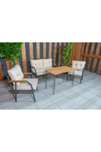 UFUK HOME Zeyd 211 Masalı Krem Fermuarlı Bahçe Balkon Takımı, Salon - Metal Kanepe Koltuk Takımı thumbnail 5