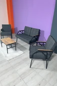 UFUK HOME Aşkın 211 Sehpalı Antrasit Fermuarlı Bahçe Balkon Takımı, Cafe, Salon - Metal Kanepe Koltuk Takımı thumbnail 1