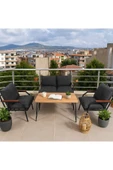 UFUK HOME Linda 211 Masalı Antrasit Fermuarlı Bahçe Balkon Takımı, Cafe, Salon - Metal Kanepe Koltuk Takımı thumbnail 2