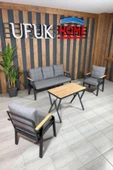 UFUK HOME Kavacık 311 Masalı Gri Fermuarlı Bahçe Balkon Takımı, Salon, Teras- Metal Çay Seti thumbnail 1