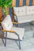 UFUK HOME Zeyd 311 Masalı Krem Fermuarlı Bahçe Balkon Takımı, Salon - Metal Kanepe Koltuk Takımı thumbnail 6