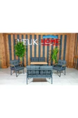 UFUK HOME Zeyd 2211 Masalı Antrasit Fermuarlı Bahçe Balkon Takımı, Salon - Metal Kanepe Koltuk Takımı thumbnail 3