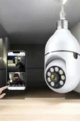 Wifi Kamera Duylu Ampul Görünümlü 360 Derece Dönebilen Ev Kamerası thumbnail 4