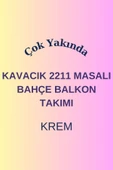 UFUK HOME Kavacık 2211 Masalı Krem Fermuarlı Bahçe Balkon Takımı, Salon, Teras- Metal Çay Seti thumbnail 2