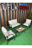 UFUK HOME Linda 211 Sehpalı Krem Fermuarlı Bahçe Balkon Takımı, Cafe, Salon - Metal Kanepe Koltuk Takımı thumbnail 1