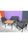 UFUK HOME Aşkın 211 Masalı Antrasit Fermuarlı Bahçe Balkon Takımı, Cafe, Salon - Metal Kanepe Koltuk Takımı thumbnail 4
