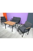 UFUK HOME Aşkın 211 Masalı Antrasit Fermuarlı Bahçe Balkon Takımı, Cafe, Salon - Metal Kanepe Koltuk Takımı thumbnail 2