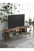 Tv Sehpası Tv Ünitesi Kapaklı Raflı Setro Traverten thumbnail 4