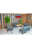 UFUK HOME Zeyd 2211 Masalı Antrasit Fermuarlı Bahçe Balkon Takımı, Salon - Metal Kanepe Koltuk Takımı thumbnail 8