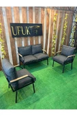 UFUK HOME Linda 211 Antrasit Fermuarlı Bahçe Balkon Takımı, Cafe, Salon - Metal Kanepe Koltuk Takımı thumbnail 1