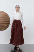 Kadın Yüksek Bel Arkadan Fermuarlı Kırışık Geniş Kesimli Vural Etek thumbnail 1