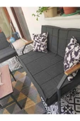 UFUK HOME Aşkın 211 Sehpalı Antrasit Fermuarlı Bahçe Balkon Takımı, Cafe, Salon - Metal Kanepe Koltuk Takımı thumbnail 4