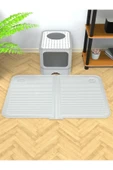 Silikon Kum Ve Mama Matı Havuzlu Yıkanabilir Kedi Tuvaleti Önü Kedi Kumu Paspası Büyük Boy 40x60 thumbnail 2