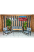 UFUK HOME Zeyd 311 Masalı Gri Fermuarlı Bahçe Balkon Takımı, Salon - Metal Kanepe Koltuk Takımı thumbnail 6