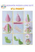 Seramik Kil Çömlek Şekillendirici 6 lı Seramik Modelaj Oyma Seti Heykel Katlama Kalemi Oyma thumbnail 5