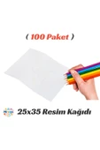 100 Paket 25x35 Resim Kağıdı Paketi 10'lu Sulu Akrilik Guaj Boya Hobi Tasarım thumbnail 1