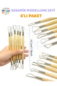 Seramik Kil Çömlek Çift Yönlü Dip Alma Seti 6 Parça 1 Paket Polimer Kil Oyma Seti Ebeşuar Yuvarlak thumbnail 2