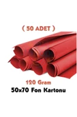 Kırmızı Fon Kartonu 50x70 cm 50'li Paket 120 gr Renkli Fon Kartonu thumbnail 1