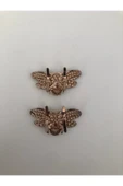 Taşlı Metal Arı  Ayakkabı ve Aksesuar Tokası Şık Süsleme Klipsi (3x5.5 cm) ( 1 ÇİFT ) thumbnail 5