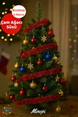 Kırmızı Yılbaşı Garland Doğum Günü Simi Çam Ağacı Süsü 200 Cm Boyuna Boyuna Asılan Süsleme Sim thumbnail 1