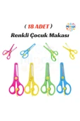 18 Adet Renkli Çocuk Makası Yaylı Korumalı Makas Plastik Makas Küt Uçlu thumbnail 1