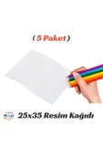 5 Paket 25x35 Resim Kağıdı Paketi 10'lu Sulu Akrilik Guaj Boya Hobi Tasarım thumbnail 1