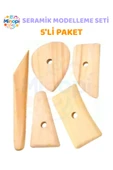 Yassı Ebeşuar 5 li Paket Seramik Çömlek Kil Heykel Kazıyıcı Şekillendirme Aleti Ahşap Kil Modelleme thumbnail 1