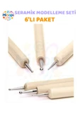 Seramik Kil Çömlek Şekillendirici 6 lı Seramik Modelaj Oyma Seti Heykel Katlama Kalemi Oyma thumbnail 4