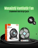 Mini USB Fan – Şarj Edilebilir, Işıklı, 3 Kademe, Taşınabilir Masaüstü Vantilatör thumbnail 1