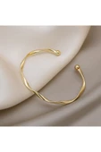Açık Altın Renk Paslanmaz Çelik Burgu Bilezik Kadın  Modern Minimal Takı  Suya Dayanıklı thumbnail 1