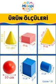 Geometrik Cisimler ve Şekiller Büyük Boy 1 Paket Matematik Ders Materyali 10 cm 6 Parça Prizma Küp thumbnail 2