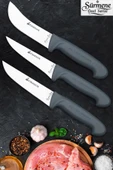 Sürmene Gri Serisi Mutfak Bıçak Seti Yüzme Sıyırma Kasap Et Ekmek Sebze Bıçağı 3 Lü Set HDS-104 thumbnail 1