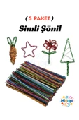 5 Paket Simli Şönil Renkli Paketi 25'li Renkli Tüylü Tel thumbnail 1