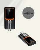 Powerbank 20000 mAh | 22.5W Hızlı Şarj, Dahili Kablolu, LCD Ekranlı Şarj Cihazı thumbnail 5