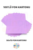 Lila Fon Kartonu 50x70 cm 100'lü Paket Renkli Fon Kartonu Kalın Büyük Boy thumbnail 1