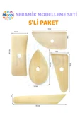Yassı Ebeşuar 5 li Paket Seramik Çömlek Kil Heykel Kazıyıcı Şekillendirme Aleti Ahşap Kil Modelleme thumbnail 2