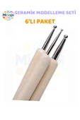 Seramik Kil Çömlek Şekillendirici 6 lı Seramik Modelaj Oyma Seti Heykel Katlama Kalemi Oyma thumbnail 3