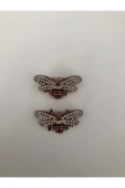 Taşlı Metal Arı  Ayakkabı ve Aksesuar Tokası Şık Süsleme Klipsi (3x5.5 cm) ( 1 ÇİFT ) thumbnail 1