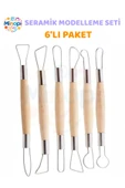 Seramik Kil Çömlek Çift Yönlü Dip Alma Seti 6 Parça 1 Paket Polimer Kil Oyma Seti Ebeşuar Yuvarlak thumbnail 1