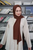 İSTANBULSTYLEMODA Kaliteli Medine Ipeği Şal Çikolata Kahve 190 X70 Sal2306 thumbnail 3