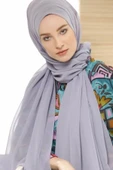İSTANBULSTYLEMODA Krep Şifon Şal Gri 190 X 75 Flr241433 thumbnail 1